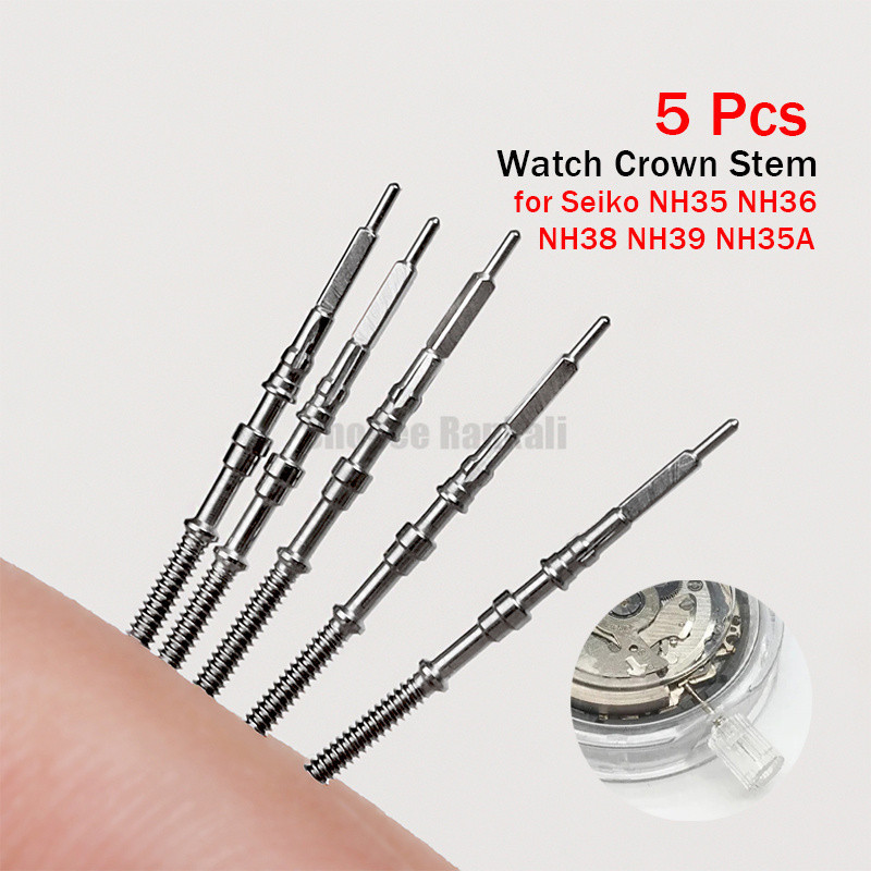 5 ชิ้นนาฬิกา Crown Stem สําหรับ Seiko NH35 NH36 NH38 NH39 NH35A Crown ชุดนาฬิกาอะไหล่ช่างซ่อมนาฬิกาซ
