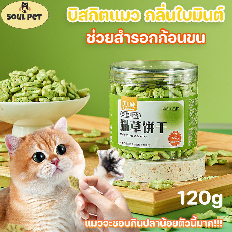 บิสกิตเเมว ขนมเมว คุกกี้เเมวรสมิ้น กลิ่นใบมินต์ ช่วยสำรอกก้อนขน โภชนาการเพื่อสุขภาพ รูปร่างปลาขนาดเล็ก500g