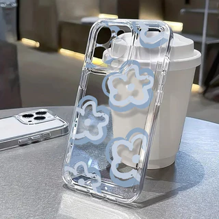 🔥GOOD🔥เคสโทรศัพท์มือถือแบบนิ่ม ใสน่ารัก การ์ตูน กราฟฟิตีสีน้ำเงิน สําหรับ iPhone 17 16 15 14 13 12 11 Pro Max X/Xs Xr 7