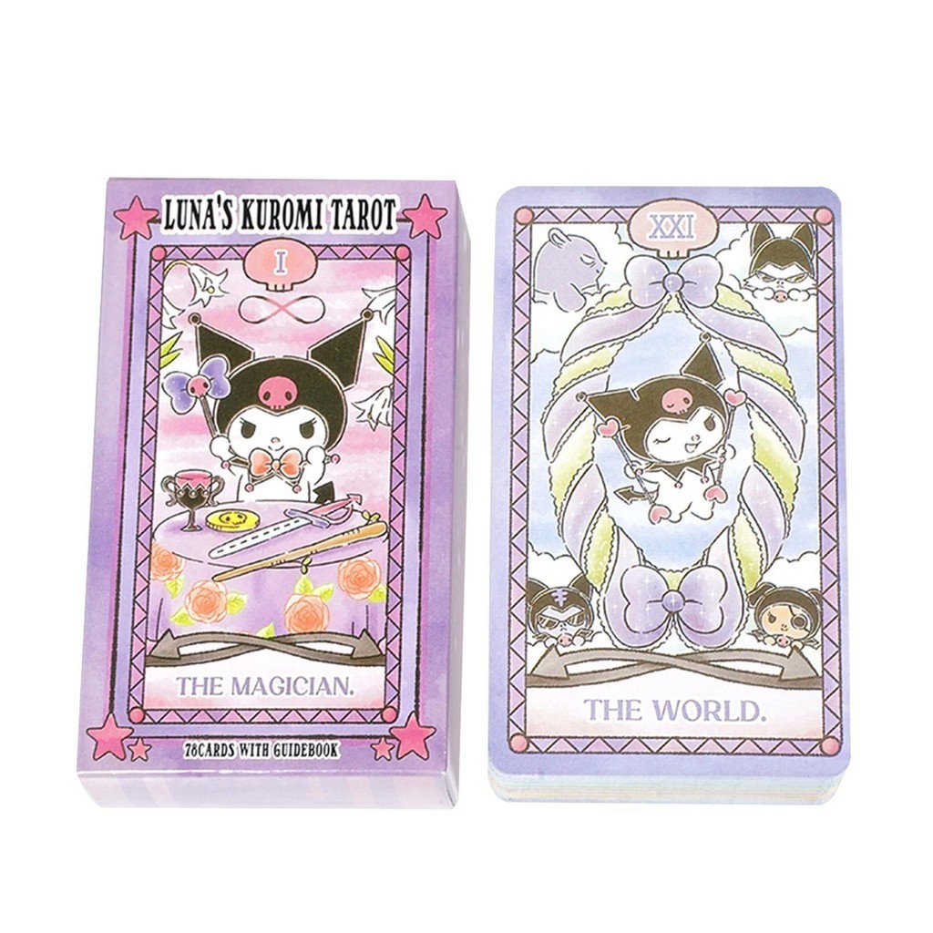 Lunas KUROMI Tarot 78 การ์ดไพ่ทาโรต์การ์ตูนอะนิเมะไพ่ทาโรต์ทํานายการ์ดภาษาอังกฤษ verasath