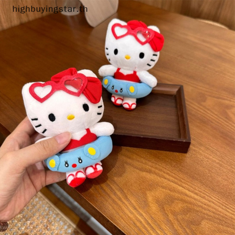 Hsth Sanrio Hello Kitty ตุ๊กตาตุ๊กตาพวงกุญแจจี้การ์ตูน KT แมวยัดไส้ Plushies พวงกุญแจกระเป๋าอุปกรณ์เสริมสาวของขวัญ HOT