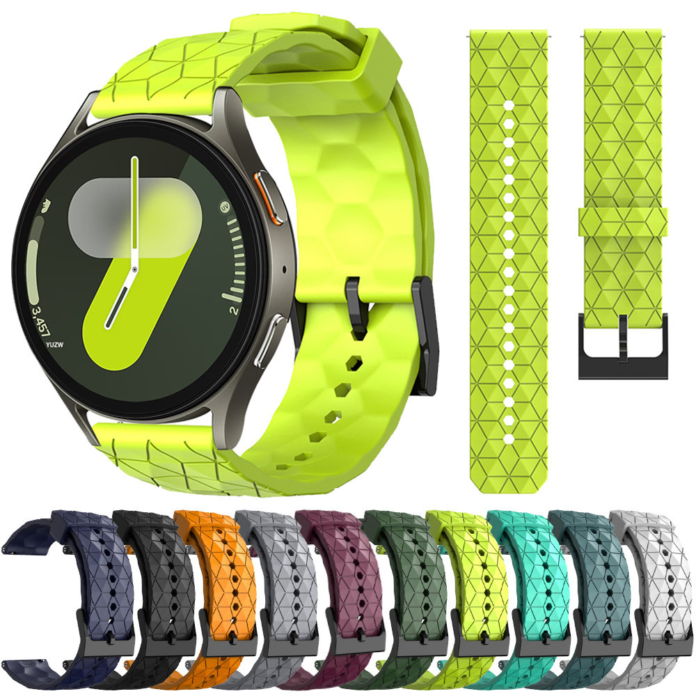 20 มม.22 มม.สําหรับ Samsung Galaxy Watch 7 7LTE 40 มม.44 มม.ฟุตบอลรูปแบบกีฬาสร้อยข้อมือซิลิโคนนาฬิกา 6/4/5 pro/classic band