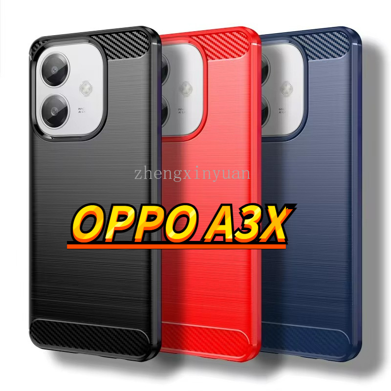 ปลอกสําหรับ OPPO A3X 5G 2024 ยางซิลิโคนคาร์บอนไฟเบอร์สําหรับ OPPOA3X 3X 3 X CPH2681 Soft TPU ป้องกันกลับ Shell