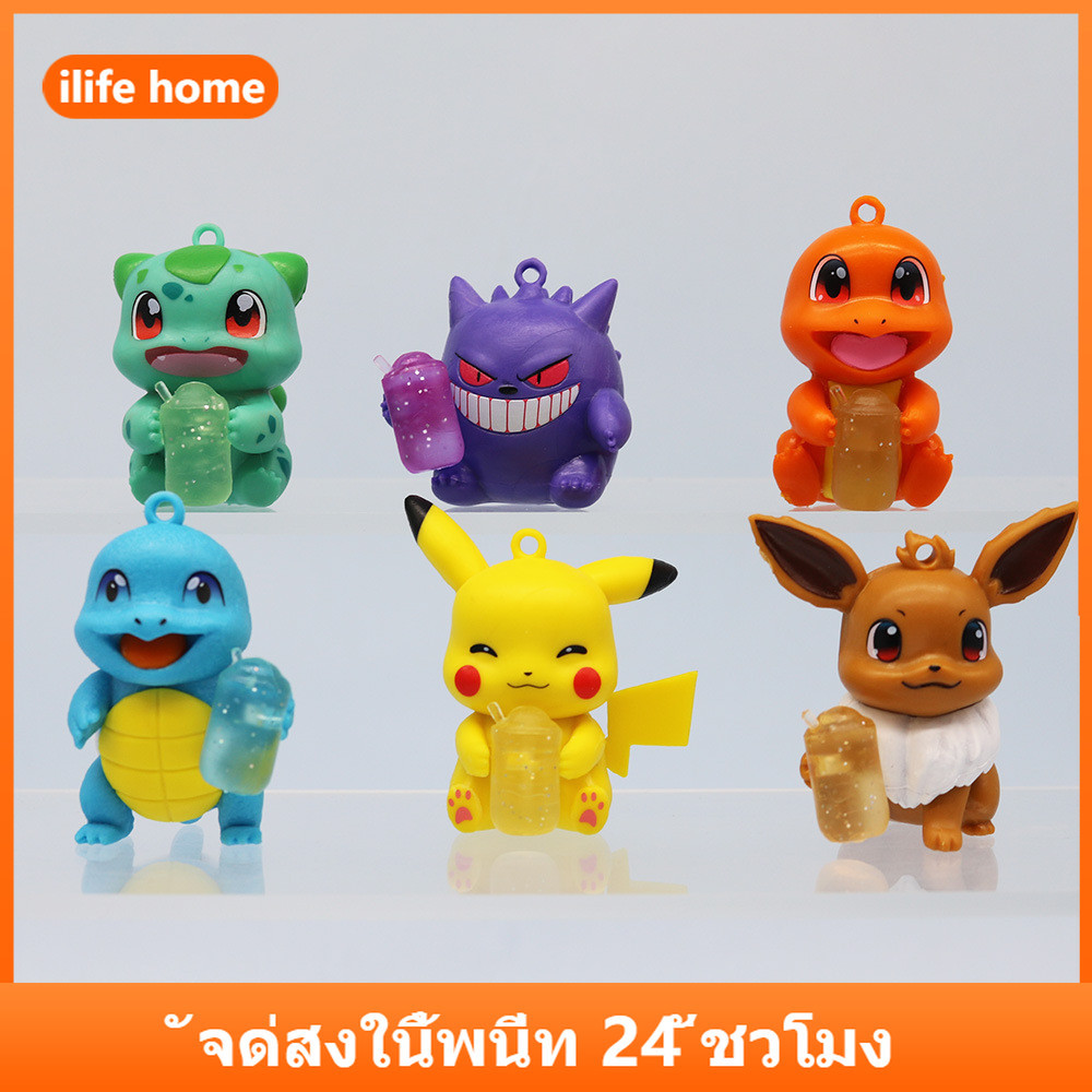 💥 จัดส่งจากประเทศไทย 💥6 ชิ้น/เซ็ต Pokemon Pikachu น่ารัก Action Figure อะนิเมะ COD สต็อกคอสเพลย์แตงโมองุ่นตุ๊กตาของเล่นสําหรับของขวัญเด็กคอลเลกชันเครื่องประดับตกแต่งบ้านเค้กตกแต่ง Ga