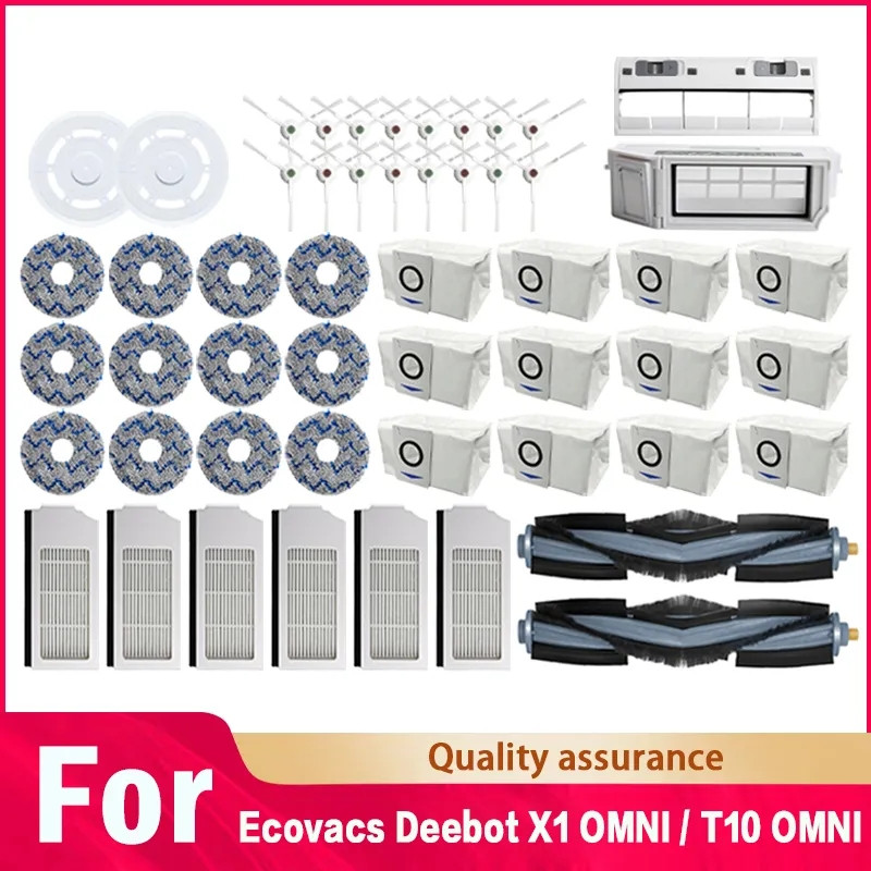 Ecovacs X1 OMNI / T10 OMNI อุปกรณ์เสริมเครื่องดูดฝุ่นหุ่นยนต์ของ แปรงหลัก แปรงด้านข้าง กรอง ผ้าม็อบ ถุงเก็บฝุ่น ฝาครอบแปรง แผ่นซับ ที่วางไม้ถูพื้น