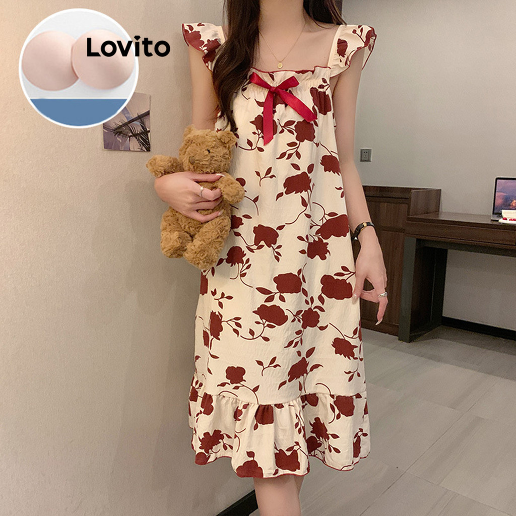 Lovito ชุดนอนลายดอกไม้ ดิทซี่ แบบสบาย ๆ สำหรับผู้หญิง LNM73309