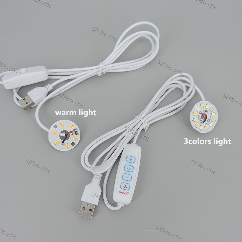 Dc 5V 3W USB LED ชิปเดี่ยวหรี่แสงได้ warm white Night Light แท็บเล็ตสายไฟโต๊ะหนังสือเปลี่ยนโคมไฟปุ่มสวิทช์ @ F3TH