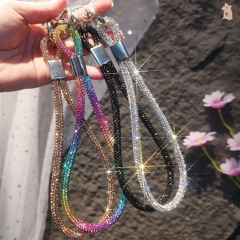 [IN] โทรศัพท์มือถือคริสตัลสายรัดข้อมือ Glitter Rhinestone โทรศัพท์ Lanyard พวงกุญแจแขวน Anti-lost เชือก TH