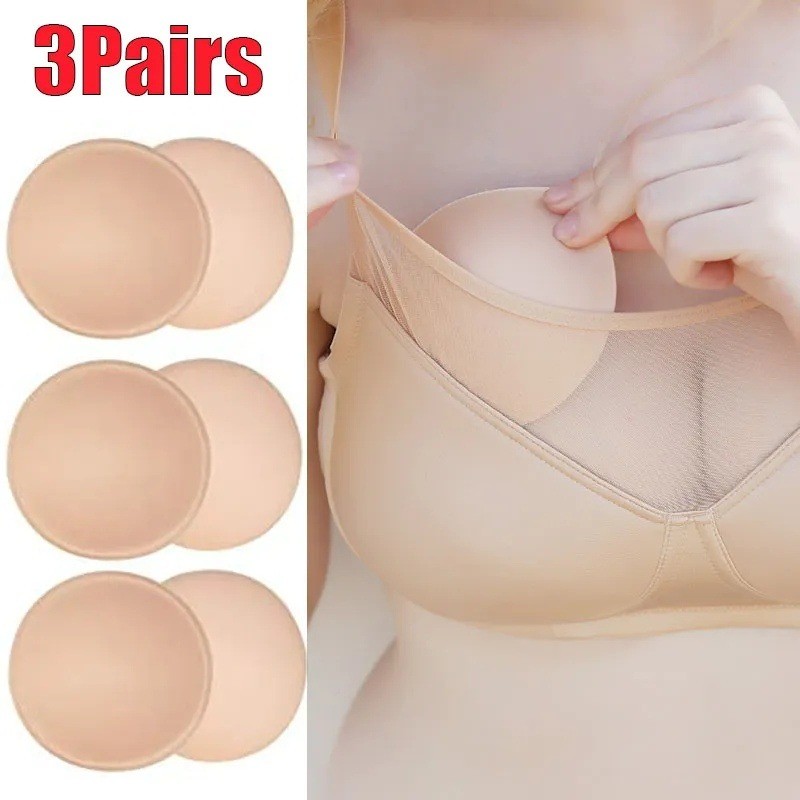 3 คู่ Bra ใส่แผ่นฟองน้ําที่ถอดออกได้ Push Up Pads Bra แผ่นโฟมกีฬา Bra Pads สําหรับผู้หญิงโยคะ