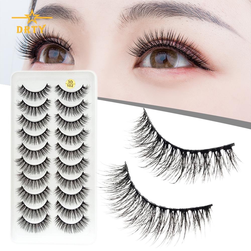 Lashes ขนตาปลอม Soft Curly ปลอม Lashes 10 คู่ Wispy Eyelashes