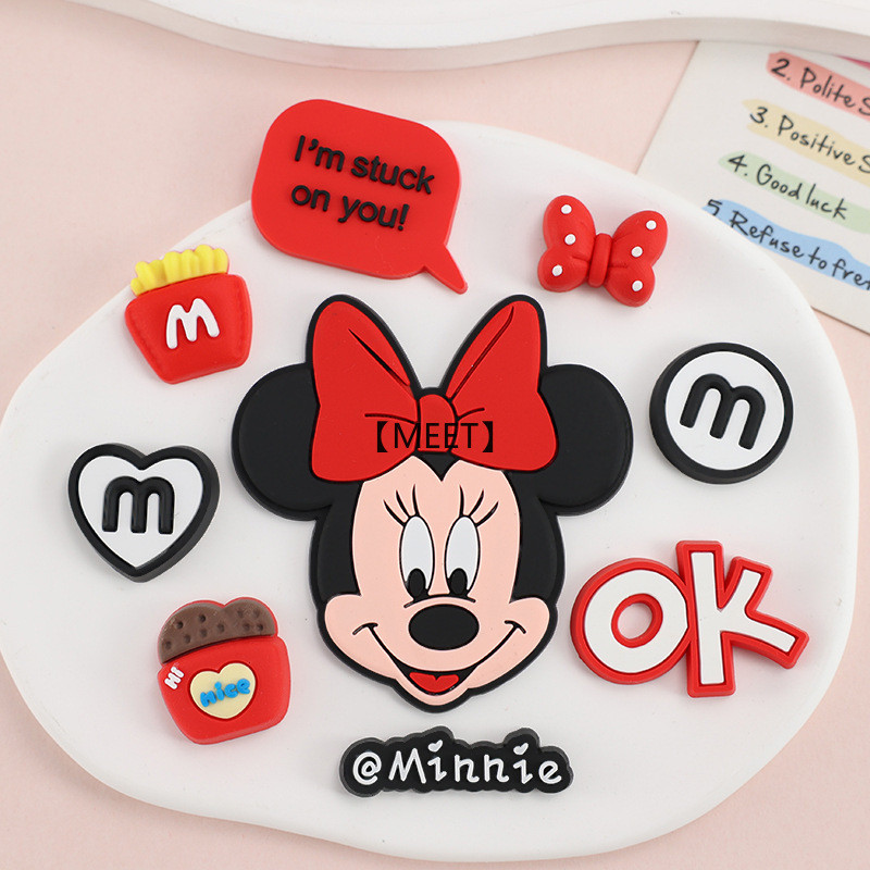 【MEET】9ชิ้น/แพ็คมิกกี้เมาส์กาวอ่อนทําเองอุปกรณ์เครื่องประดับเคสโทรศัพท์ฉนวนกันความร้อนถ้วยน้ําตกแต่งแพทช์พีวีซีกาวอ่อนชุดอุปกรณ์เสริม