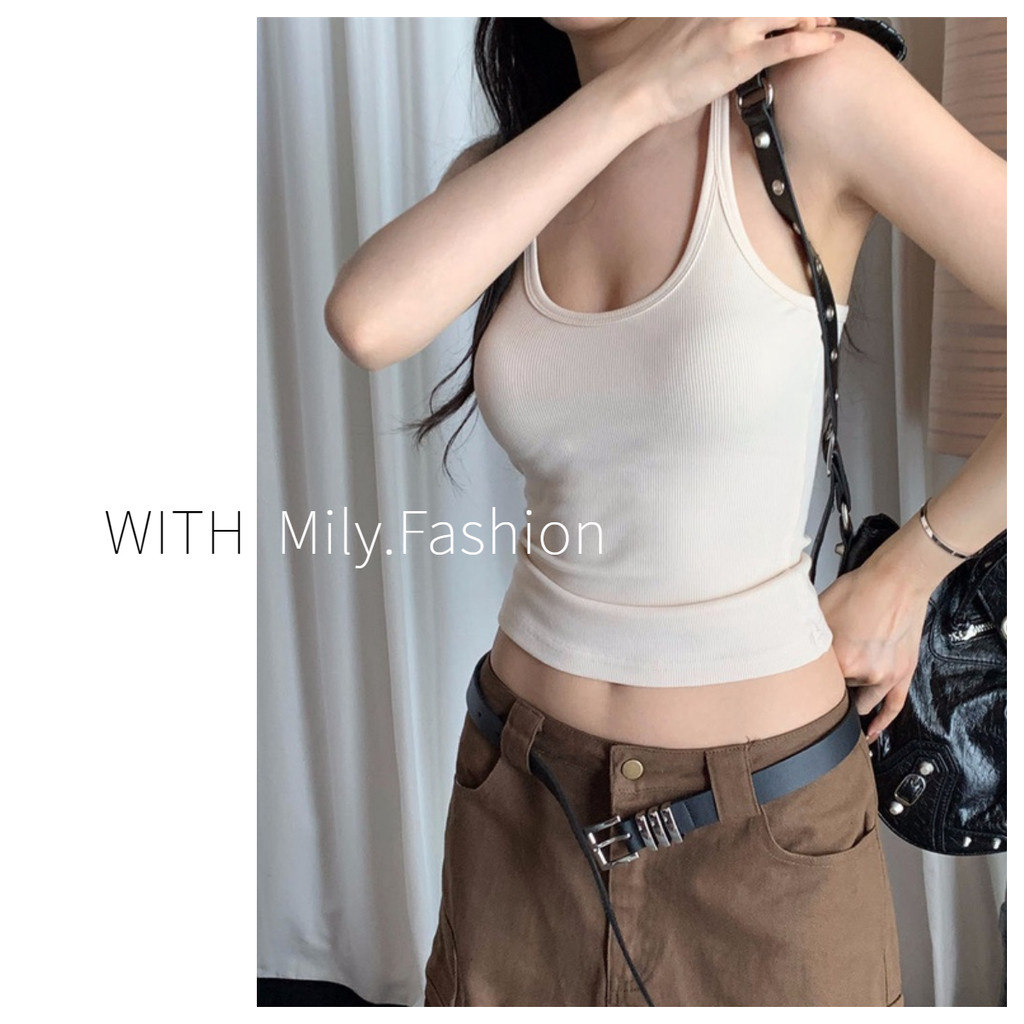Milyfashion เสื้อสายเดี่ยว คอกลม ตัว I เซ็กซี่ สไตล์ยุโรป อเมริกัน ฤดูร้อน สําหรับผู้หญิง