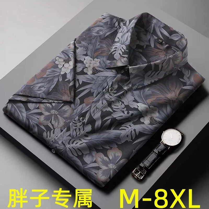 เสื้อแขนสั้นลายดอกไม้ลายพราง ไซส์ใหญ่ 50-150 กก. ชาย thumbnail 4
