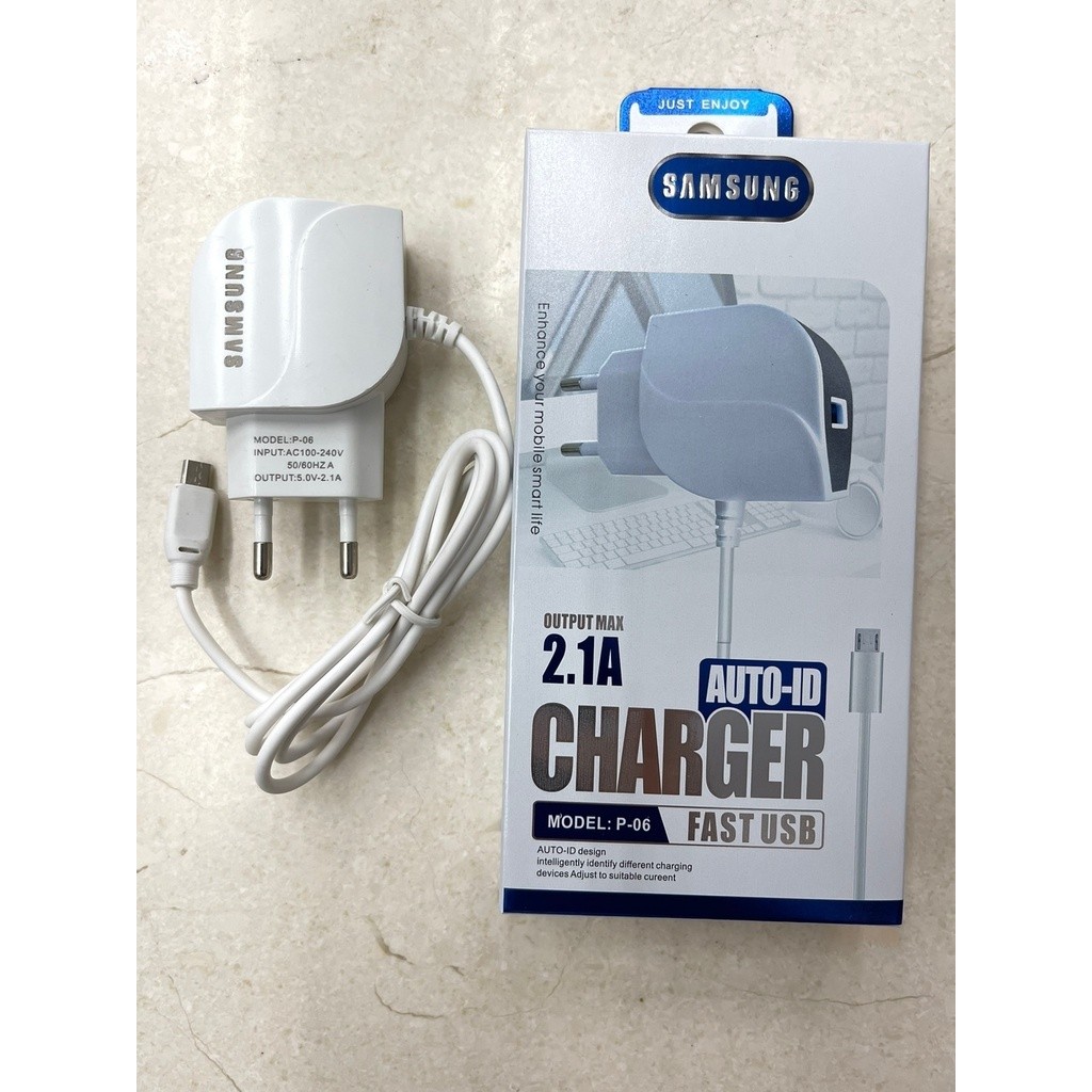Samsung P-06 2.1A 1 USB Charger + P06 สายชาร์จเดินทาง