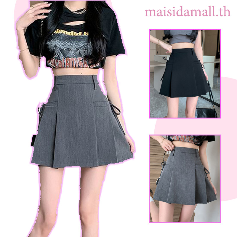 พร้อมส่ง Msd กระโปรงจีบสไตล์ใหม่เวอร์ชั่นเกาหลีเอวสูงกระโปรงทรงเอกระโปรงสั้นออกแบบลูกไม้ขึ้นผู้หญิง