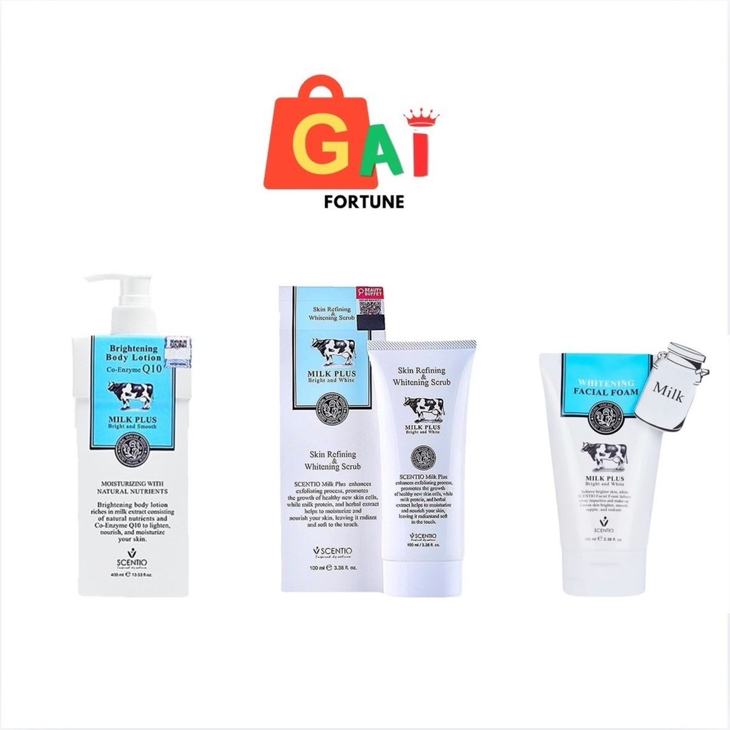SCENTIO MILK PLUS SCRUB,LOTION,FOAM BEAUTY BUFFET ขนาด 100-400ml.