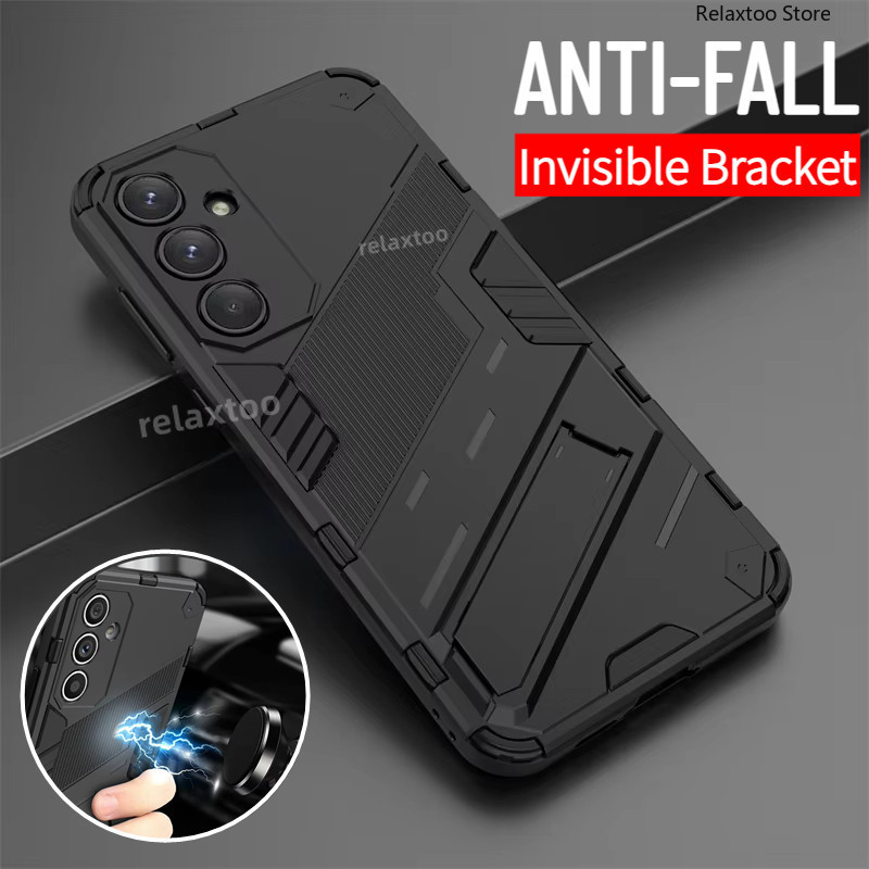 SAMSUNG Samsungs24fe 5GเกราะกันกระแทกสําหรับSamsung Galaxy S24 S23 FE S24FE S23FE 5Gเคสโทรศัพท์แฟชั่นAnti-Fall Hardป้องกันปกหลังวงเล็บStentกรณีเชลล์