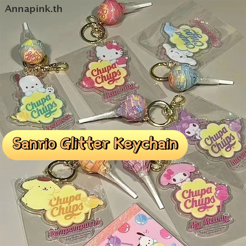 Annapink.th Sanrio อะคริลิคจี้พวงกุญแจ Hello Kitty Kuromi Cinnamoroll Stick Candy จี้พวงกุญแจกระเป๋าเครื่องประดับอุปกรณ์เสริมพวงกุญแจ EN