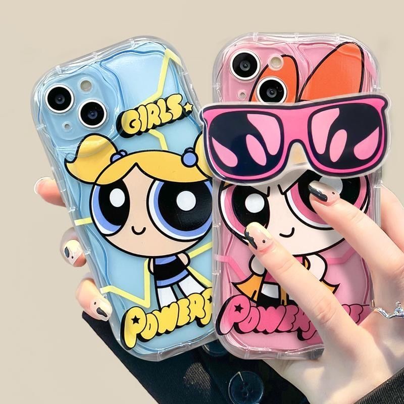 Powerpuff สาวนุ่มสําหรับ Tecno Spark Go 1 2024 2023 2022 30 30c 20 20c 10c 10 Pro Camon 30 Prime 5G พร้อมขาตั้งผู้ถือ
