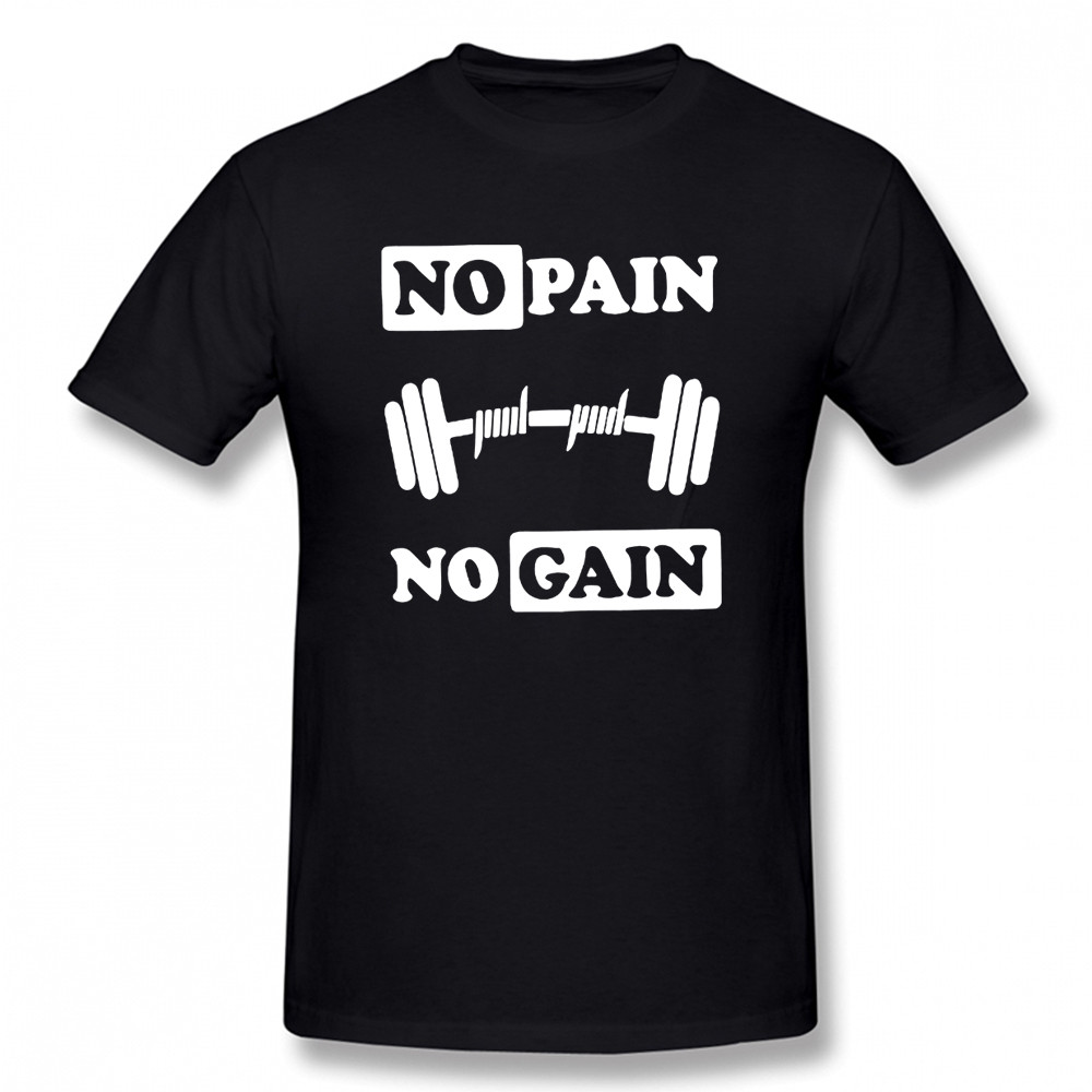No Pain No Gain Powerlifting T เสื้อกราฟิกผ้าฝ้าย Streetwear แขนสั้น O-คอ Harajuku เพาะกายเสื้อยืด M