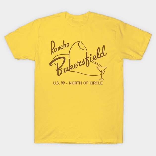 [COD]เสื้อยืด Rancho Bakersfield Retro Defunct Motel California T-Shirtสไตล์ การ์ตูน ใส่เดินทาง สีดำ