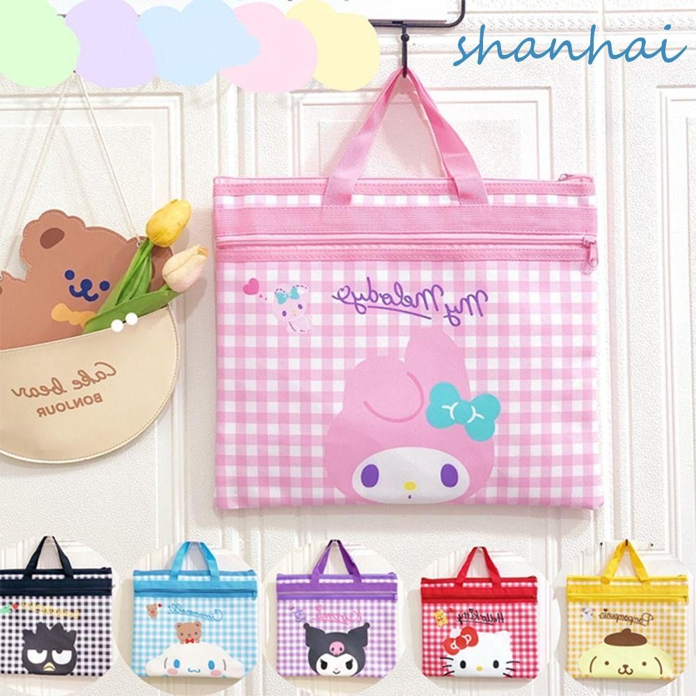 Shanhai กระเป๋าถือ กระเป๋าหนังสือ ลายการ์ตูน Melody Pompompurin Cinnamoroll มีซิป แบบพกพา