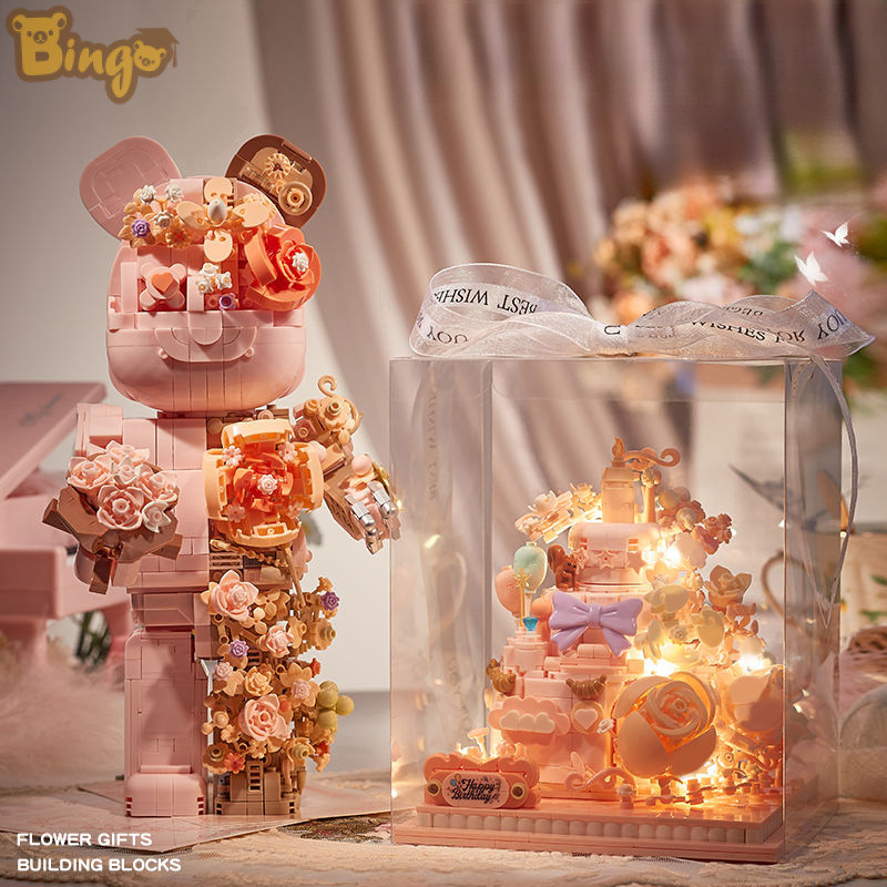 【Bingo】ของเล่นตัวต่อ กล่องดนตรี โมเดลเค้กวันเกิด ดอกไม้นิรันดร์ประกอบ ของตกแต่งตั้งโต๊ะ ของขวัญวันเกิดทำเอง (0487)