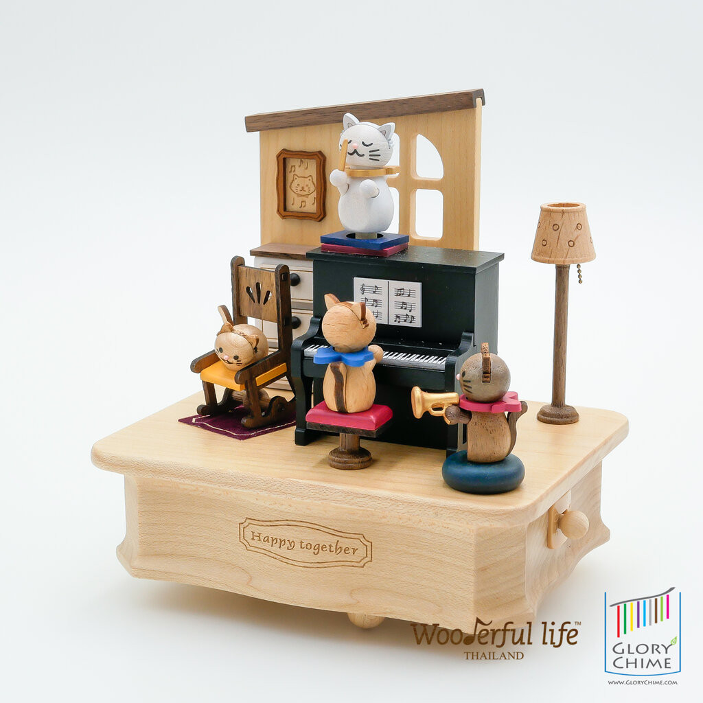 Wooderful Life กล่องดนตรี แมวเล่นเปียโน เพลง Schubert Symphony No.8