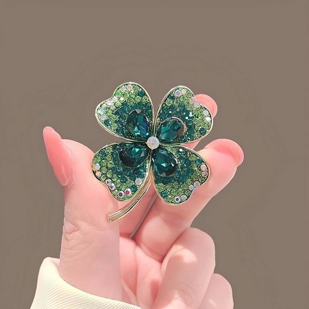 แฟชั่น Rhinestone Four Leaf Clover เข็มกลัดประณีตคริสตัลเสื้อผ้า Pins สําหรับผู้หญิงสาวเครื่องประดับงานแต่งงานชุดตกแต่ง - รูปที่ 5