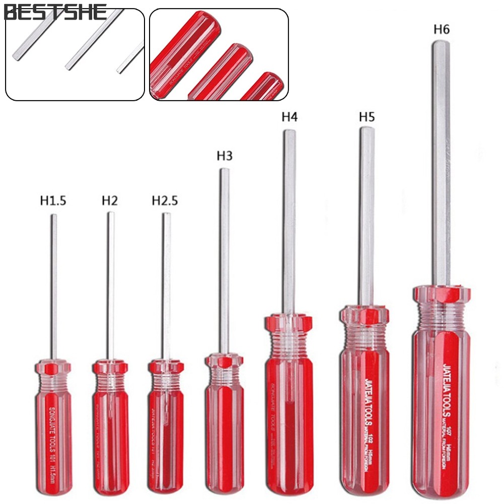 <bestshe> ชุดไขควงหกเหลี่ยม 1.5 มม.-6 มม. หัวแบน Hex Magnetic Repair เครื่องมือมือ