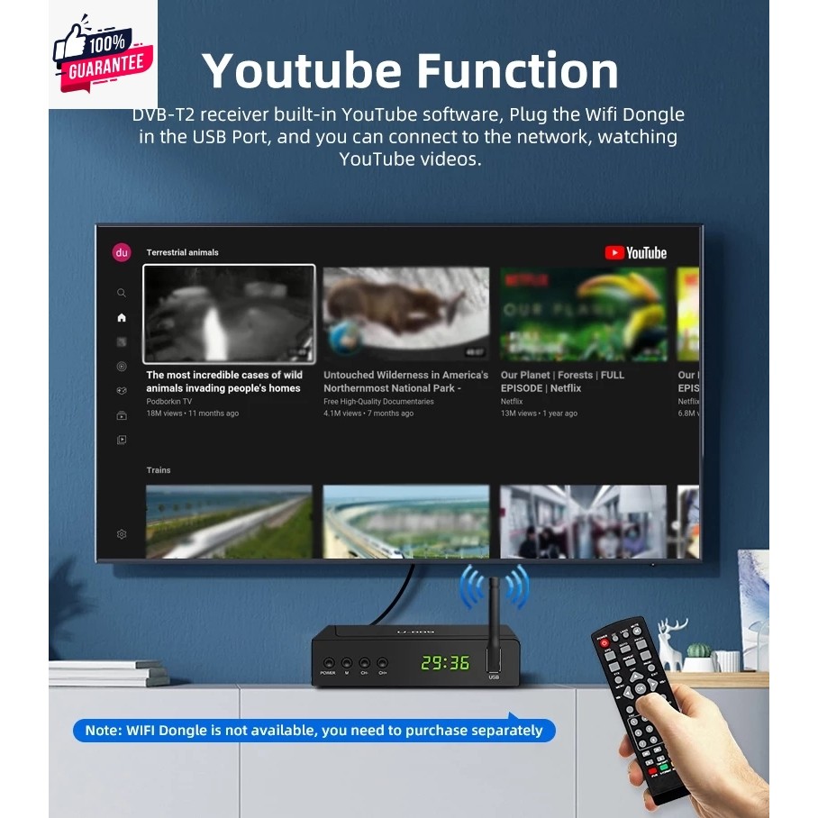 กล่องรัสัญญาณทีวีดิจิตอล รุ่น DVB-T2 รองรัภาษาไทยใช้ดูทีวีเสรีได้ทั่วโลก ด้วยระ DVB-T2264 HD digital