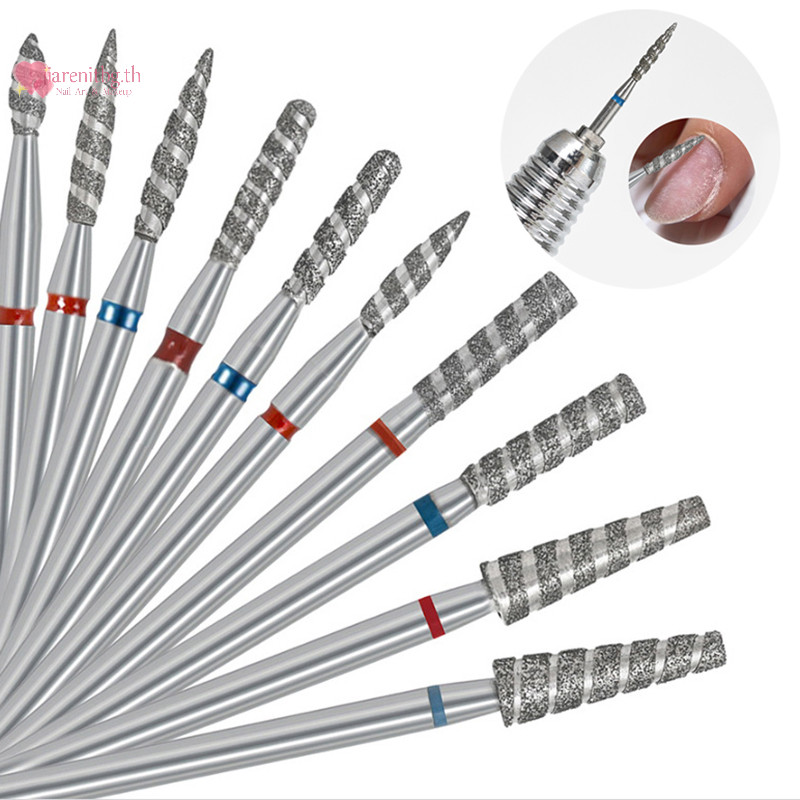 RENBG เล็บ Bits เปลวไฟ Cuticle เจาะบิตเล็บเครื่องตัด Rotary Burr เจาะอุปกรณ์เสริมเกลียวเล็บขัด Mills เครื่องมือ TH