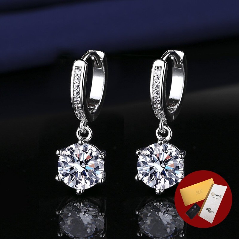 (พร้อมใบรับรอง Gra)ต่างหู Moissanite 1 กะรัตคลาสสิกต่างหูเพชรสีขาวเรียบง่ายหรูหราต่างหูทรงหยดน้ํา