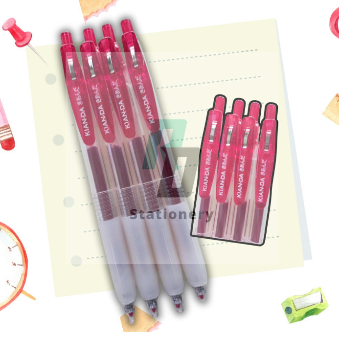 KIAN-DA ปากกาเจล U-Click 0.5มม. หมึกแดง (4ด้าม)
