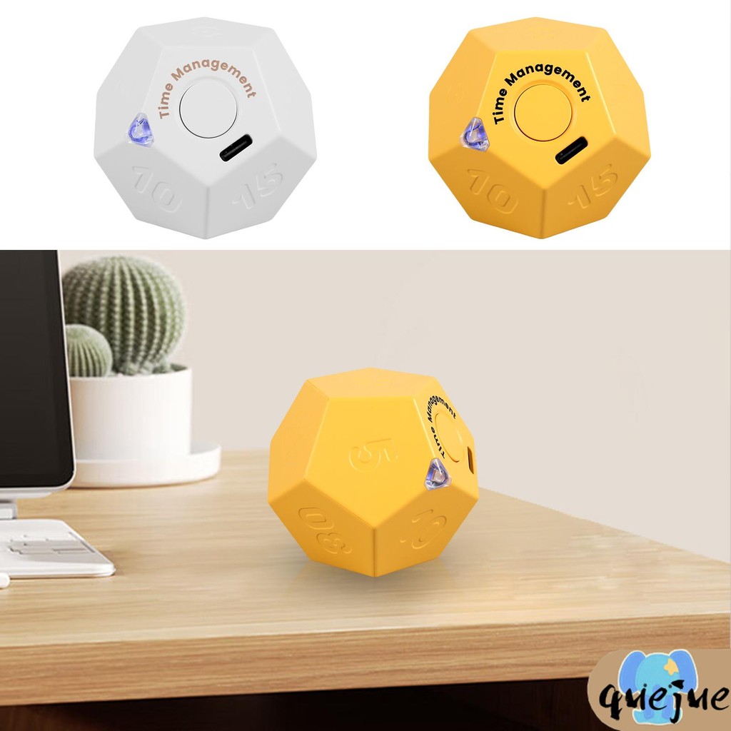 Cube Timer 450mAh ชาร์จ Mini Time Management Cube 2 โหมดปลุก Pomodoro Timer Cube Dodecagon Time Ball 11 Preset Time SHOPQJC4788