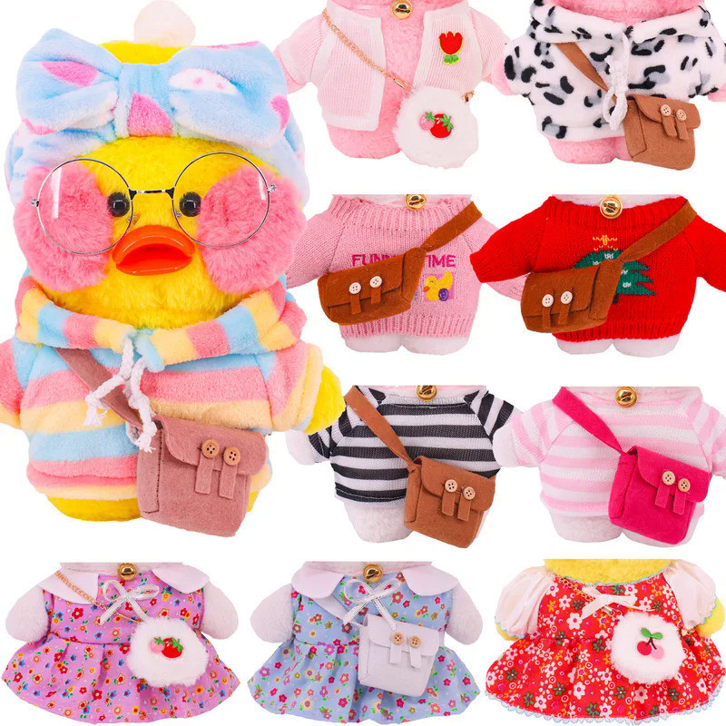 30 Cm lalafanfan Doll Clothes Plush Sweater/Hoodie/Dress + Bag Plush Stuffed Doll 30 Cm Yellow Duck 