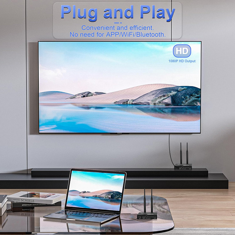 200M Wireless HDMI Extender หน้าจอแชร์จอแสดงผลอะแดปเตอร์ไร้สาย Sender Video Transmitter Receiver Converter สําหรับ PS3 PS4 Xbox DVD STB คอมพิวเตอร์แล็ปท็อป PC To TV Monitor โปรเจคเตอร์