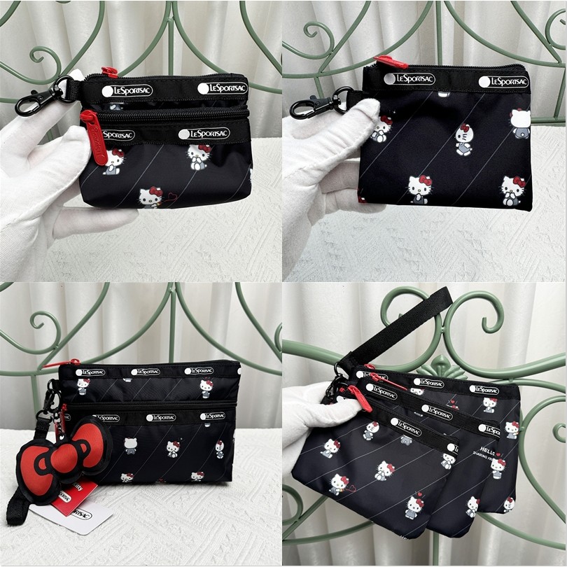 Lesportsac สินค้าใหม่ Black KITTY Series Female Bag Clutch Bag 111