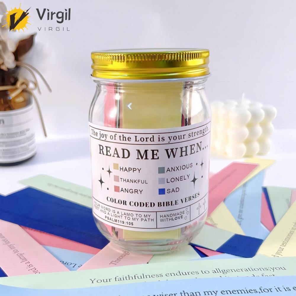 [Virgil.th] Bible Verse Jar Gratitude Jar 60 การ์ด Blessings Jar ของขวัญคริสเตียนที่ดีที่สุด