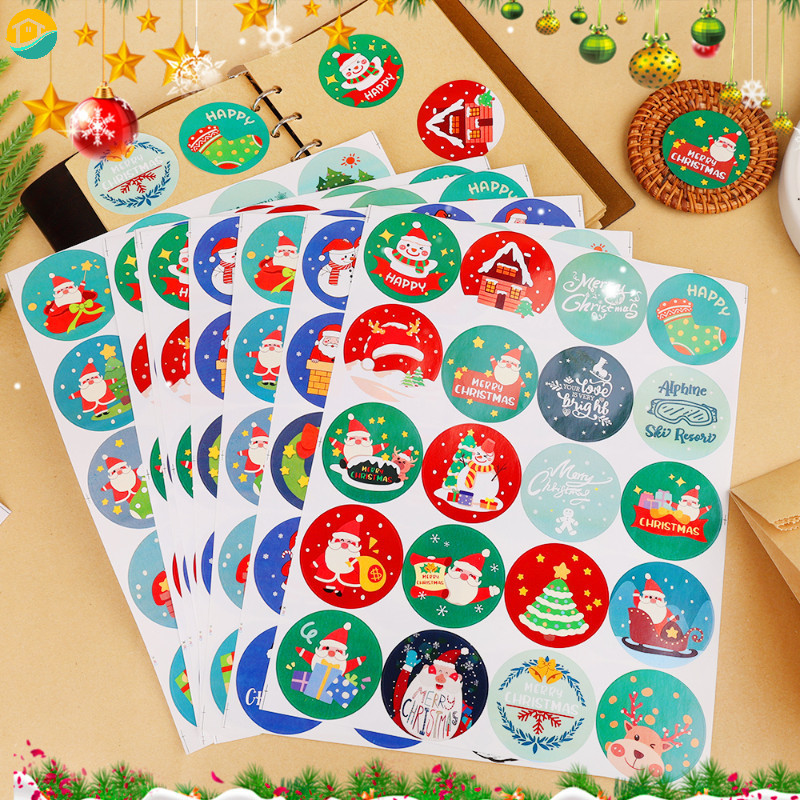 200 ชิ้น Merry Christmas บรรจุภัณฑ์ของขวัญสติกเกอร์ซีลการ์ตูน Snowman Santa Claus รูปแบบ Xmas ของขวัญชื่อแท็ก Decals งานรื่นเริงอุปกรณ์ตกแต่ง