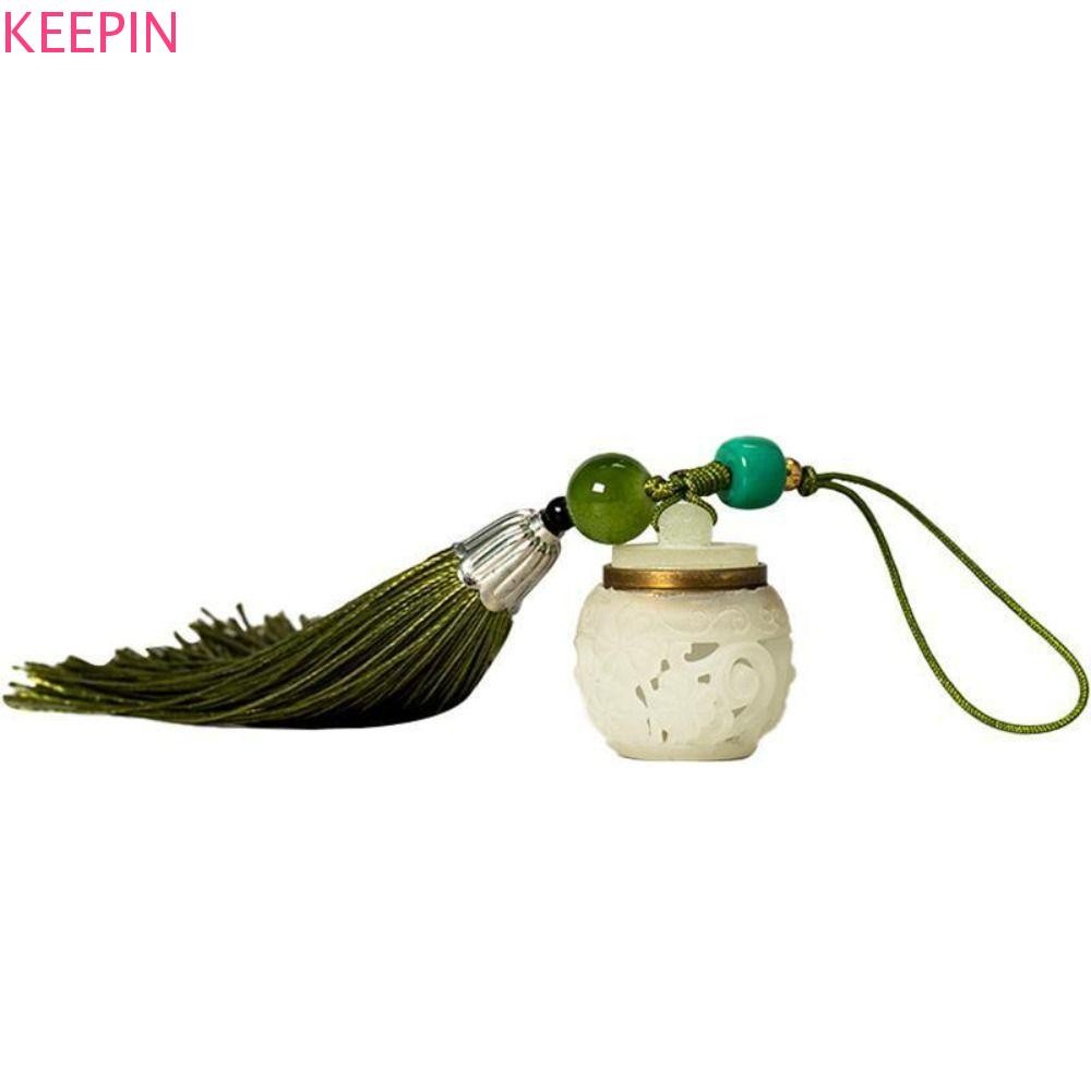 Keepin ซองโซ่โทรศัพท์มือถือ, โลตัสดอกไม้พู่จีน Knot Key Chains, ตกแต่งงานรื่นเริงหยกลูกปัด Luminous Hollow พู่รถพวงกุญแจ DIY หัตถกรรมของขวัญ