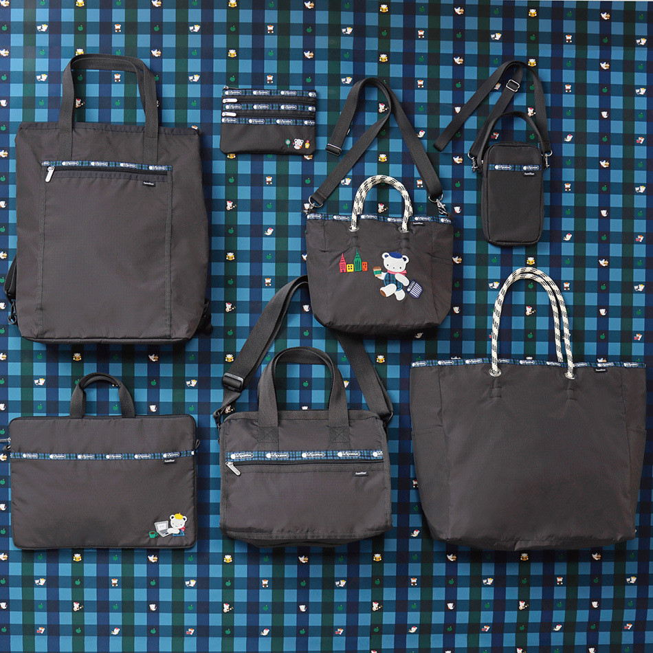 LeSportsac familiar ร่วมกันปักหมีน้อยกระเป๋าสุภาพสตรีสไตล์ญี่ปุ่นสบาย ๆ กระเป๋าสะพายไหล่ 666