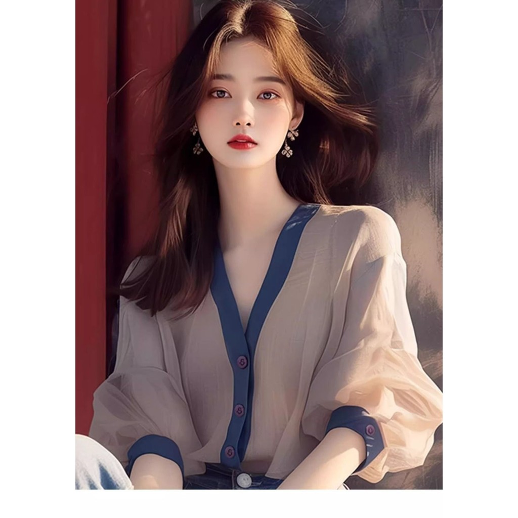 High-end Light Luxury Elegant Design เกาหลีสไตล์วิทยาลัยผู้หญิงหลวม Chic เสื้อที่สวยงาม ราคา ถูกที่สุด ดีลบีเคเค แกลเลอรีภาพที่ 7
