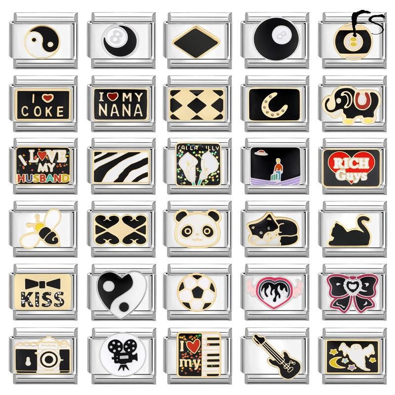 กล้องกีตาร์อิตาลี Charm Links สําหรับสร้อยข้อมือแฟชั่นใหม่เพื่อนครอบครัว DIY โมดูลสร้อยข้อมือ Charm อิตาเลี่ยน Links Fit 9 มม.สร้อยข้อมือสแตนเลสเครื่องประดับ DIY ทํา