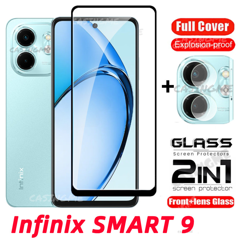 Infinix Smart 9 2024 2in1 ป้องกันหน้าจอฟิล์มโปร่งใสป้องกันหน้าจอโทรศัพท์สําหรับ Infinix Smart 9 Smart9 InfinixSmart9 9Smart Pro Plus 4G 5G 2024 กระจกนิรภัยเลนส์กล้อง