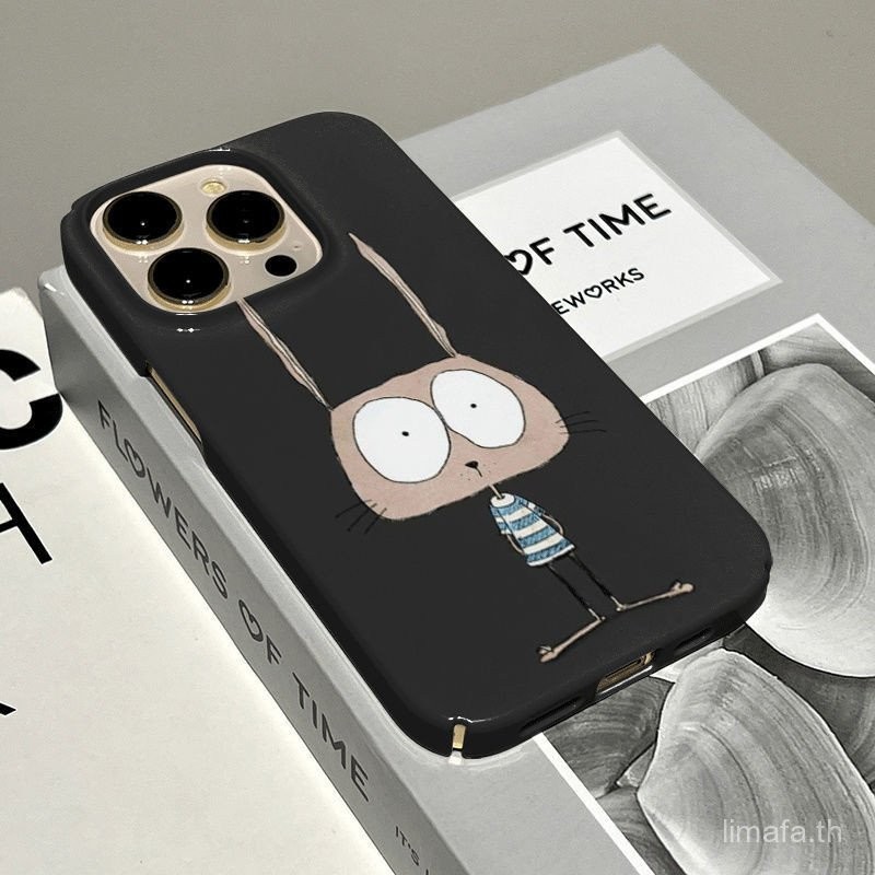 เคสโทรศัพท์มือถือเคสแข็งเรียบง่ายสร้างสรรค์ทาสีตลกตาโตกระต่ายเหมาะสำหรับ iPhone 11 12 13 PRO MAX 14PROMAX 15PROMAX 14 15 PLUS 8PLUS XR XR xsmax