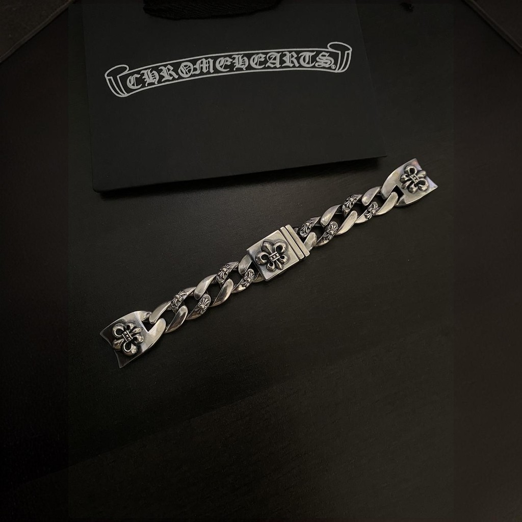 Chrome HEARTS เงิน 925 Arichoke สายเรือ Anchor โซ่คิวบา Cross ดอกไม้นาฬิกา Retro Punk Rock อุปกรณ์เสริม Street Hip Hop นาฬิกาอุปกรณ์เสริม 6839