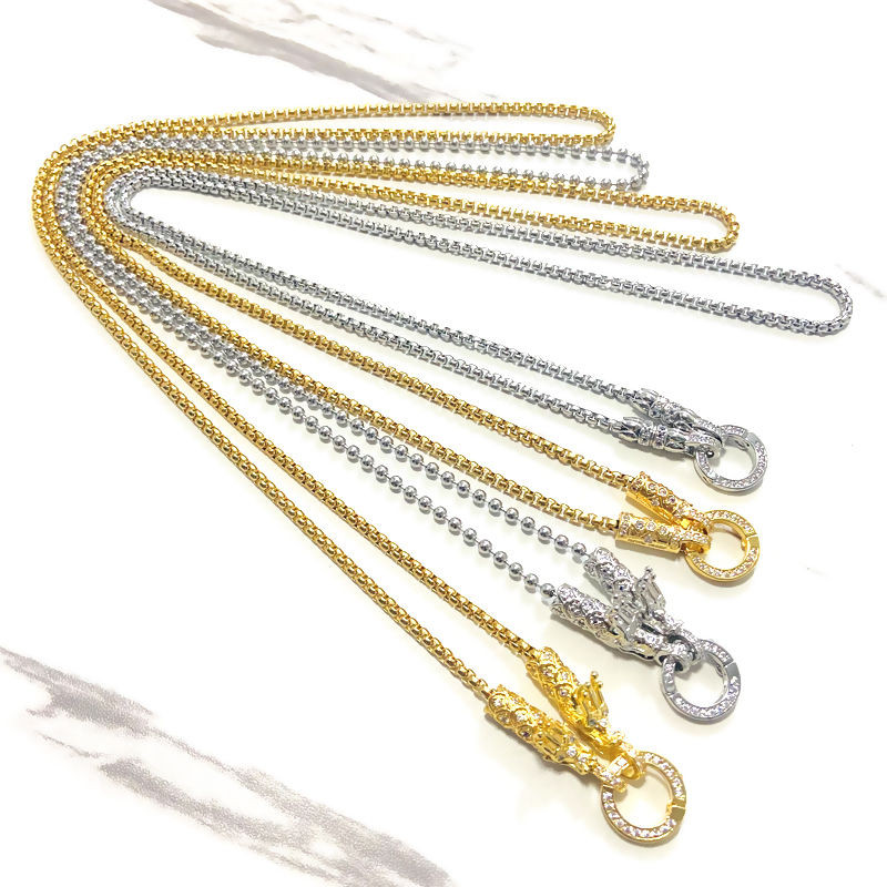 สร้อยคอนำโชคแบบไฟฟ้า ดีไซน์แฟชั่น มี.micro เพชรโลหะ พร้อม3 พวง_ORIGINAL_18K_FPL23