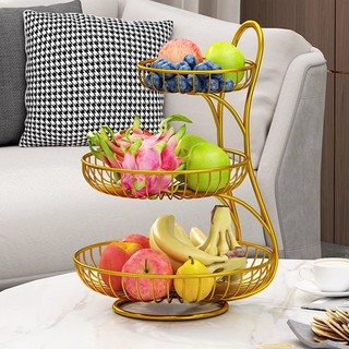 Living Room Coffee Table Fruit Plate Snack Storage Rack Household Dining Table Iron Storage Rack Creative Multi-Layer Fruit Basket