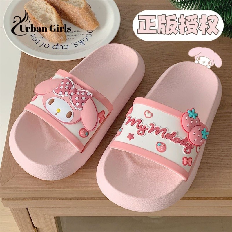 Sanrio รองเท้าแตะ พื้นนิ่ม กันลื่น ลายการ์ตูนหัวใจน่ารัก เหมาะกับใส่ในบ้าน แฟชั่น สําหรับผู้หญิง